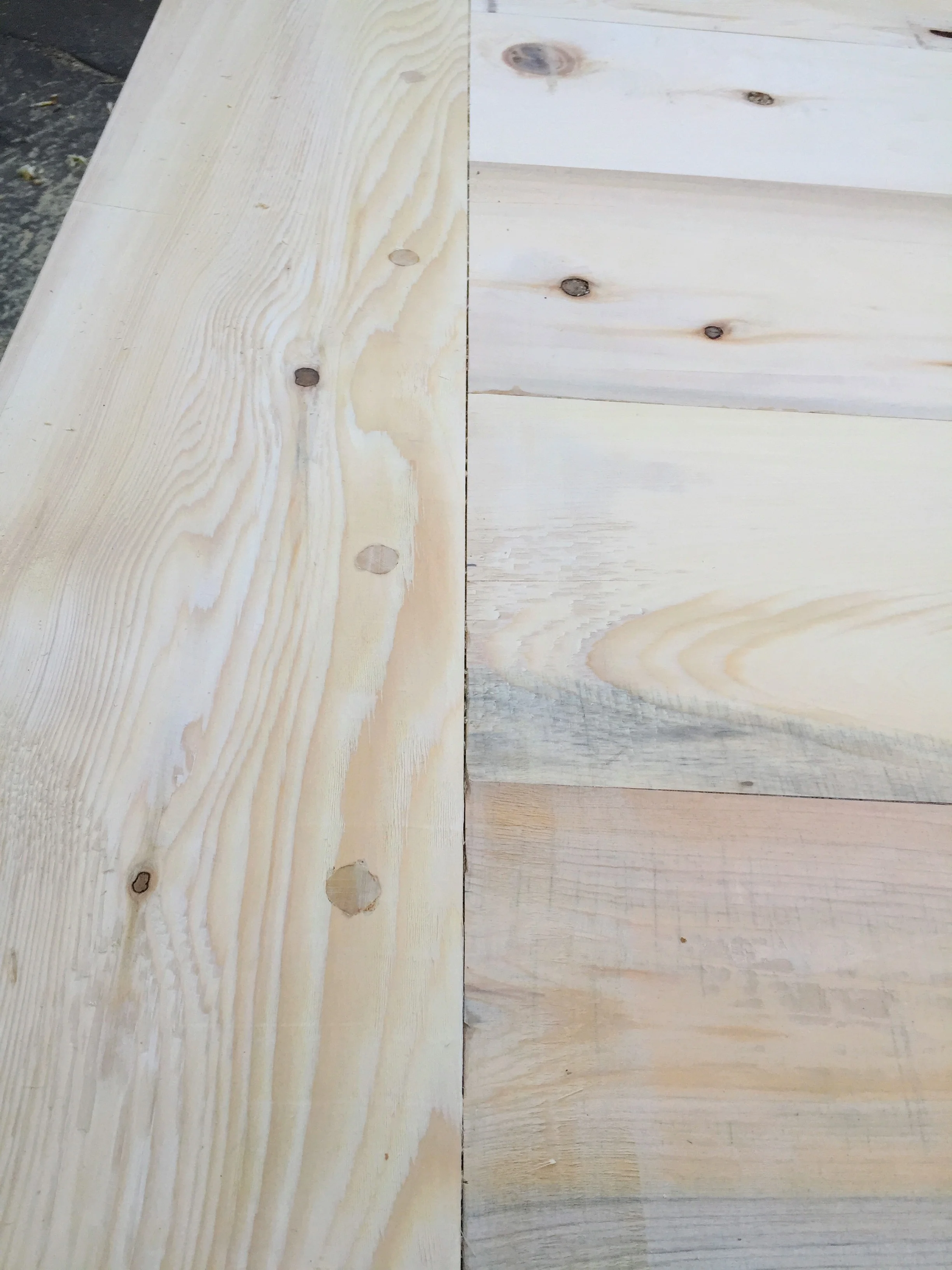 breadboards for table end, held with through pegs