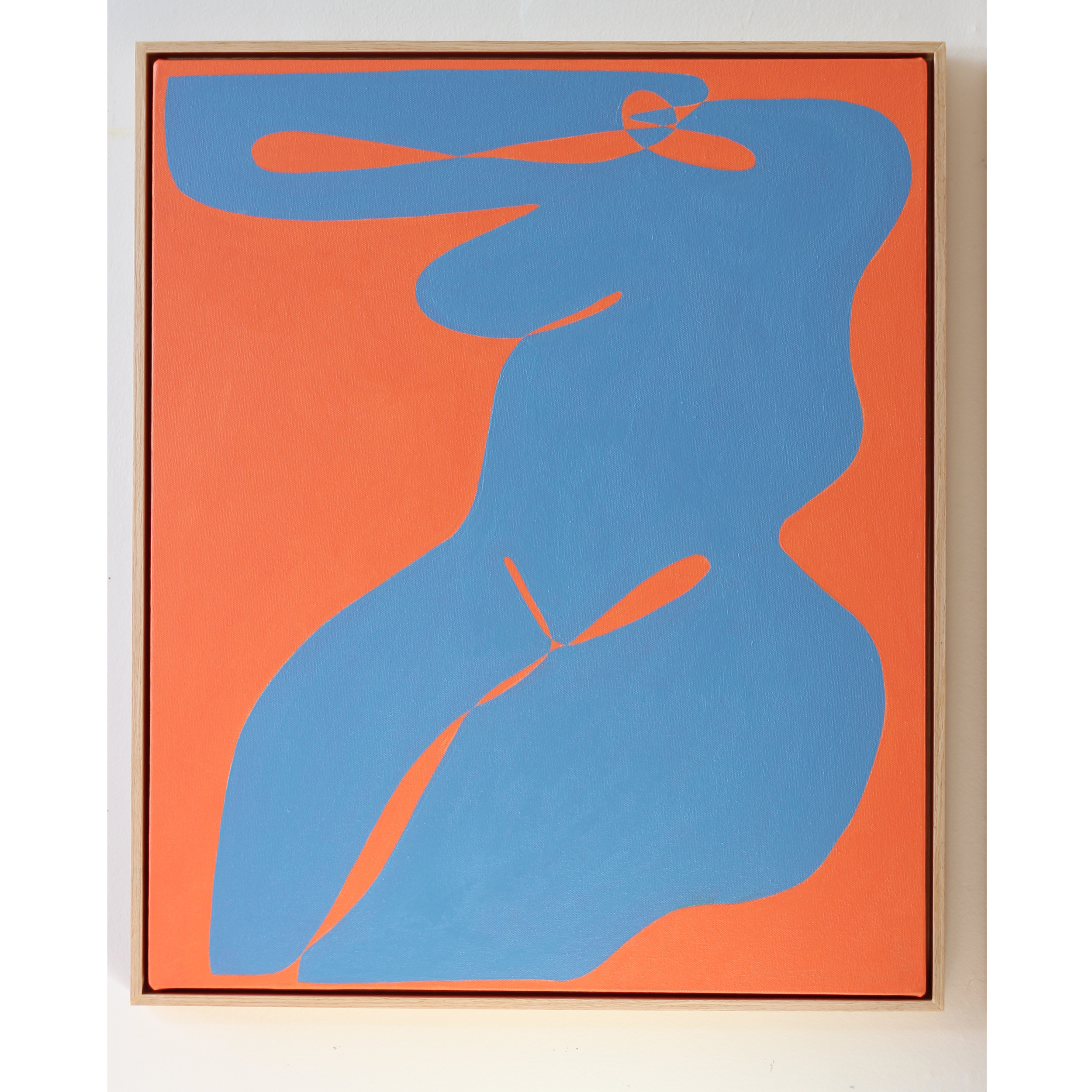 Figure in blue on orange