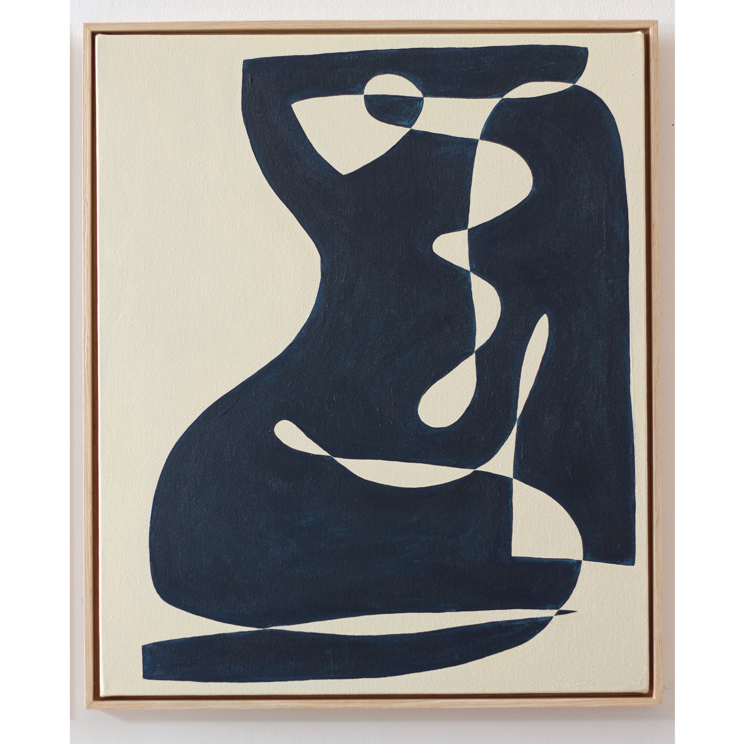 Figure in deep blue on ivory