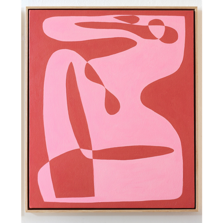 Figure in pink on terracotta