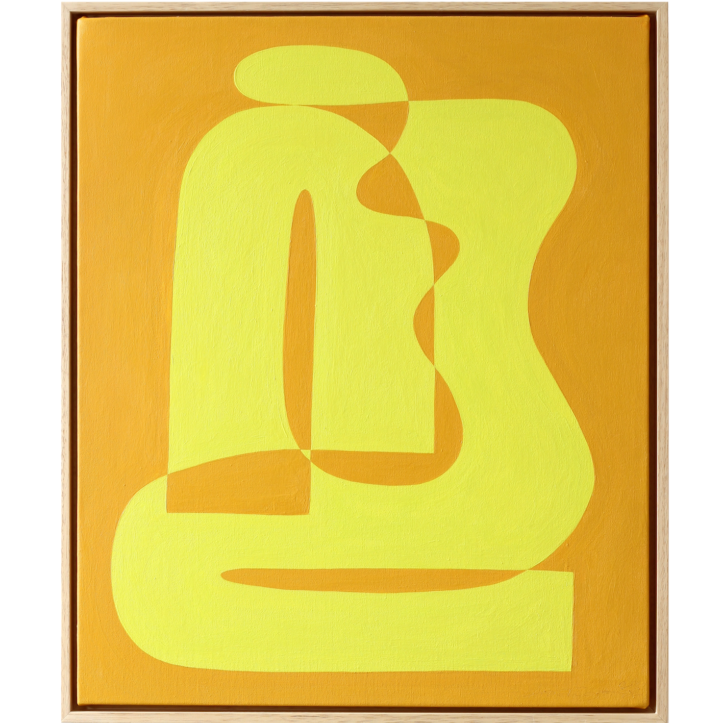 Figure in lime-yellow on ochre