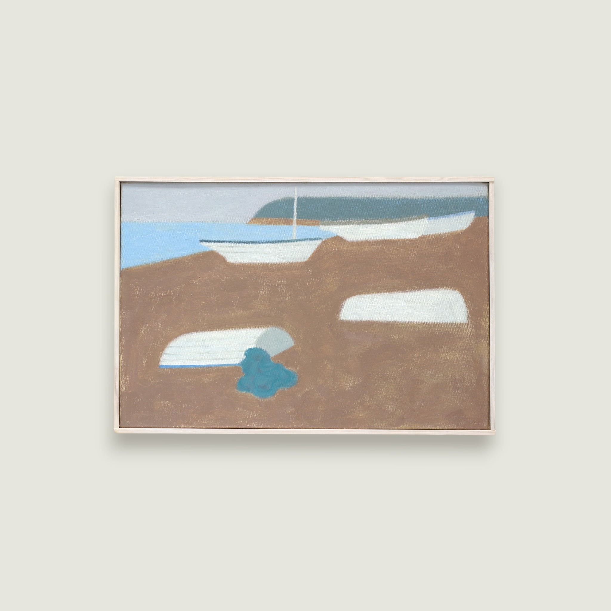 Five white boats