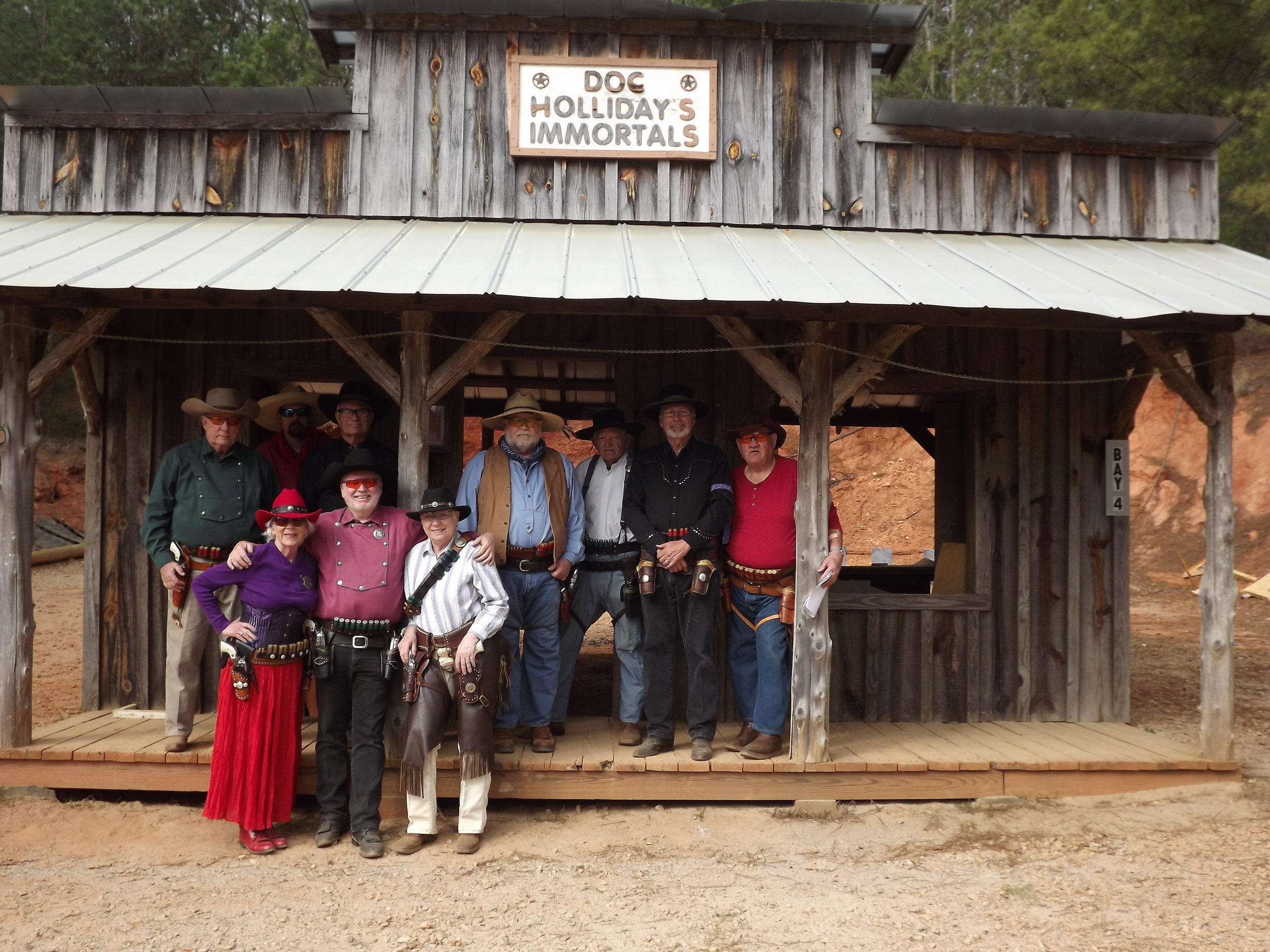 Front row l to r: Ophelia Payne, Fast Eddie and Witch Doctor. Back row l to r: Ironhorse Jim, Lighthorse Pete, Max Payne, Rowdy Ranger Rick, Pig Iron Lane, Cassalong Hopidy and Skeet Single Action 