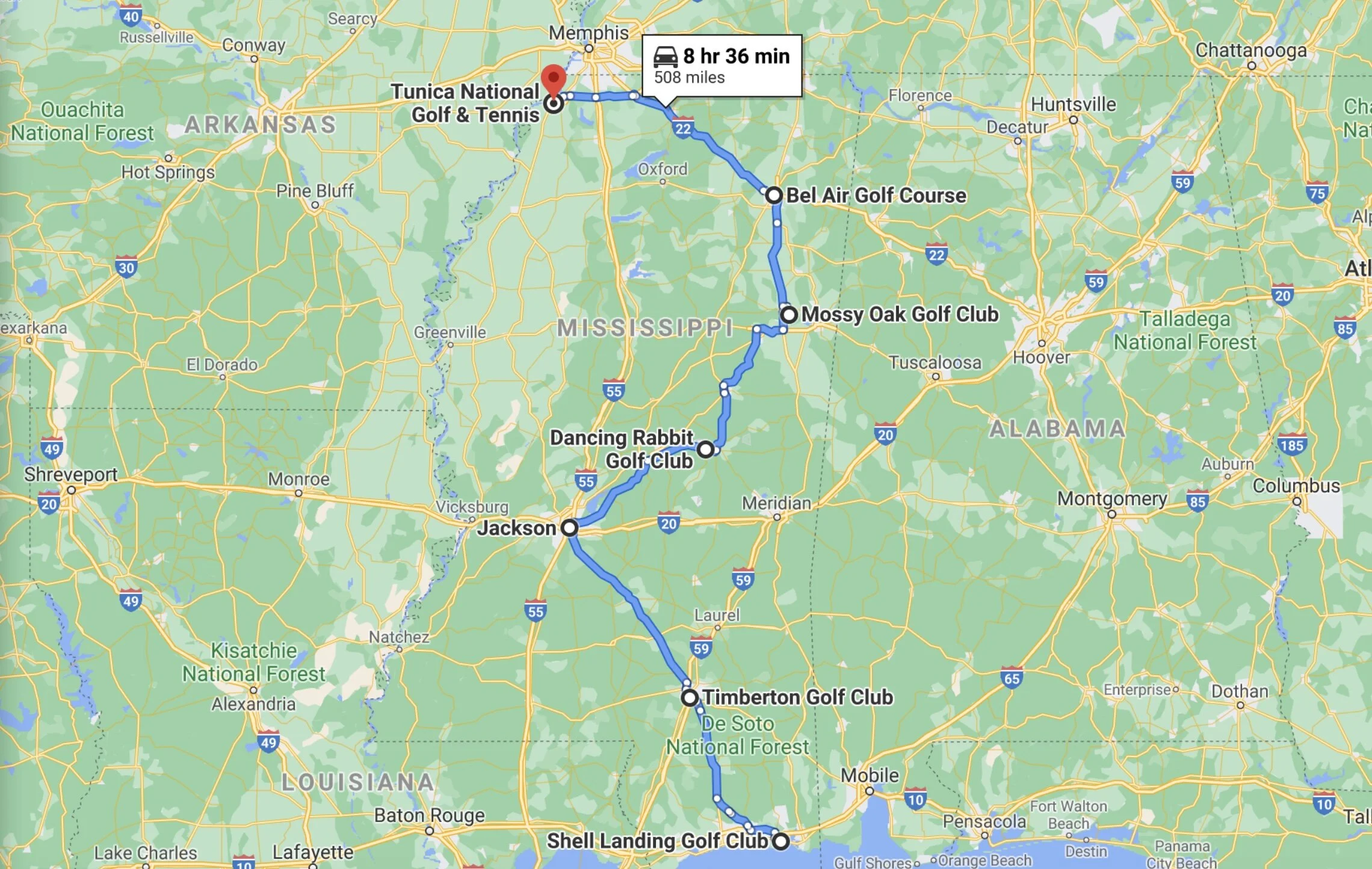 The best part about a Mississippi golf trail is that its routing looks like the silhouette of an old man looking down his nose at Alabama.