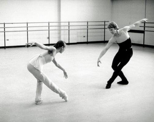  Elise rehearsing "Concerto Barocco" with NYCB principal dancer &amp; ballet master Bart Cook, 1980's Photograph: Copyright, Steven Caras, All Rights Reserved 