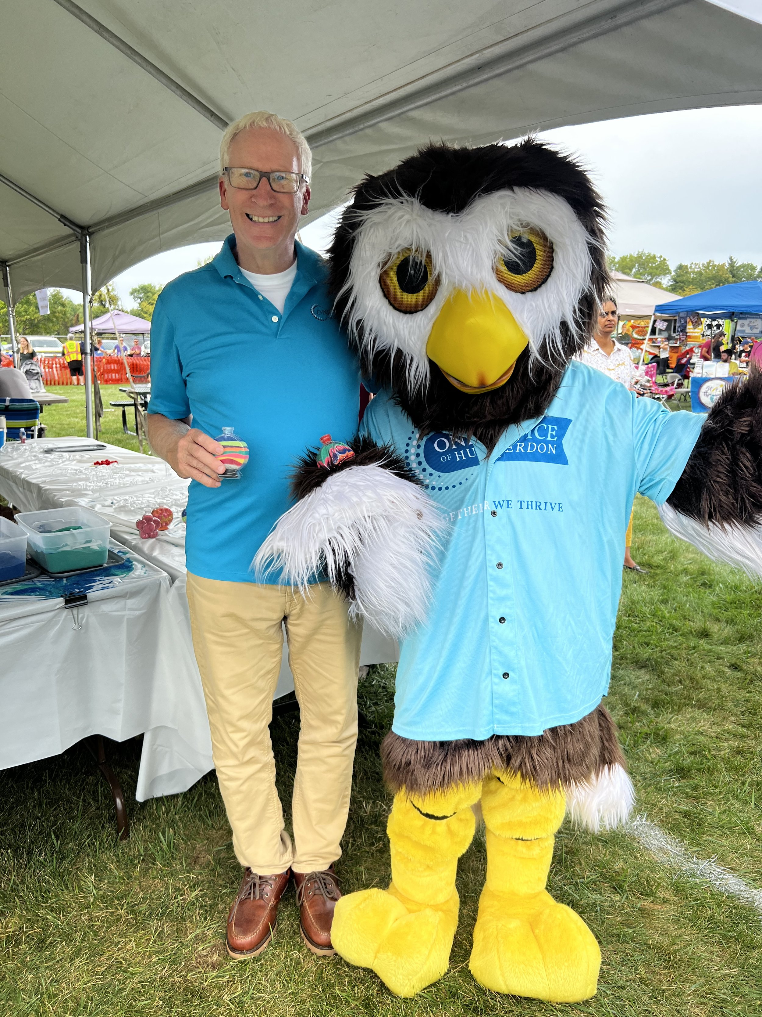 Owlbert and Norm at the Sand art craft table.jpeg