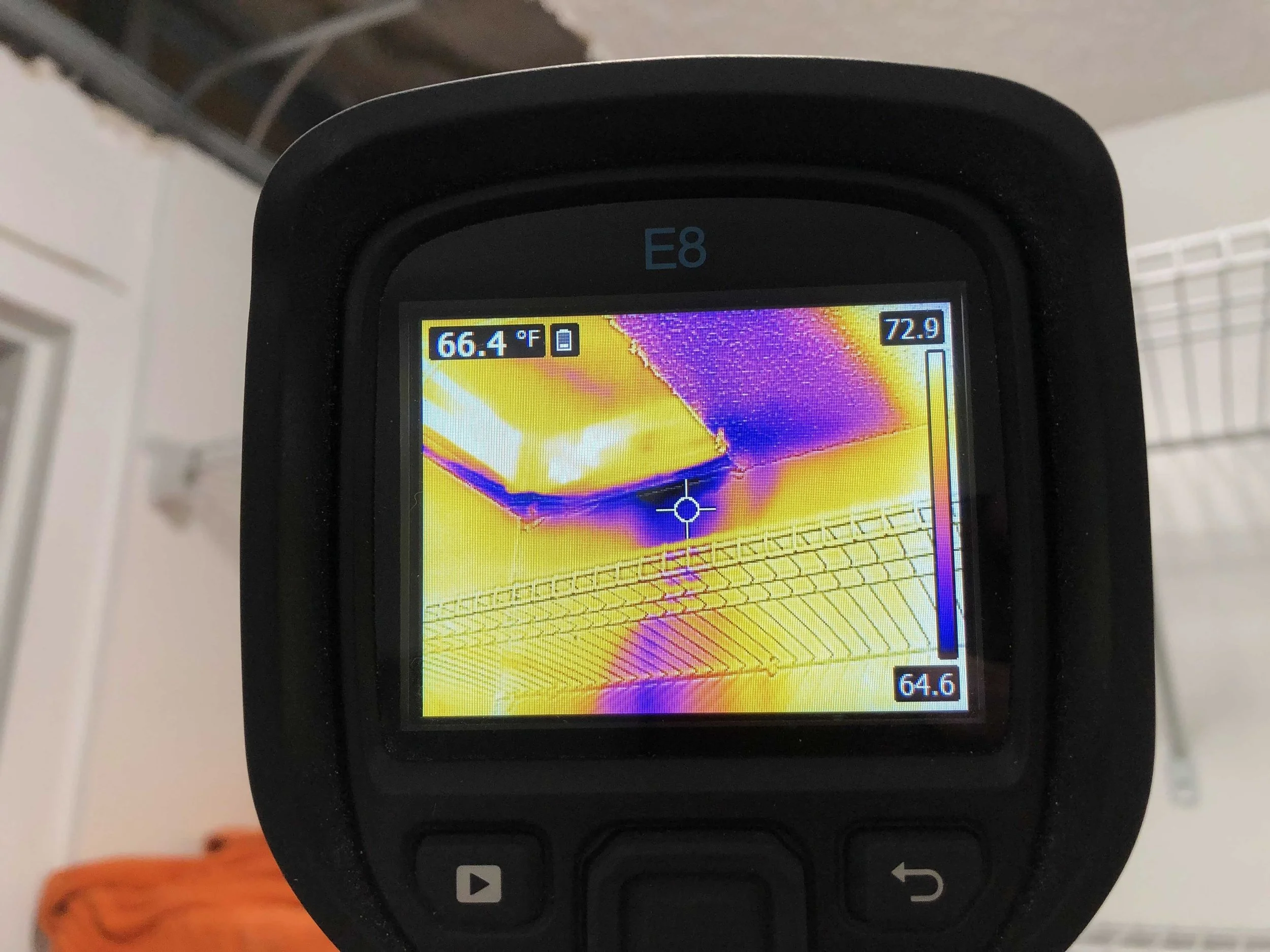 Thermal camera showing water leak from above