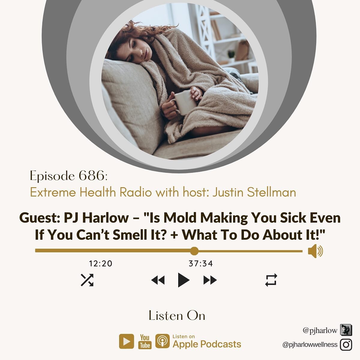 I had so much fun making this episode with @extremehealthradio 
Link is in our bio or check it out on YouTube if you want to hear all about mold! Thanks for having me guys! &hearts;️PJ