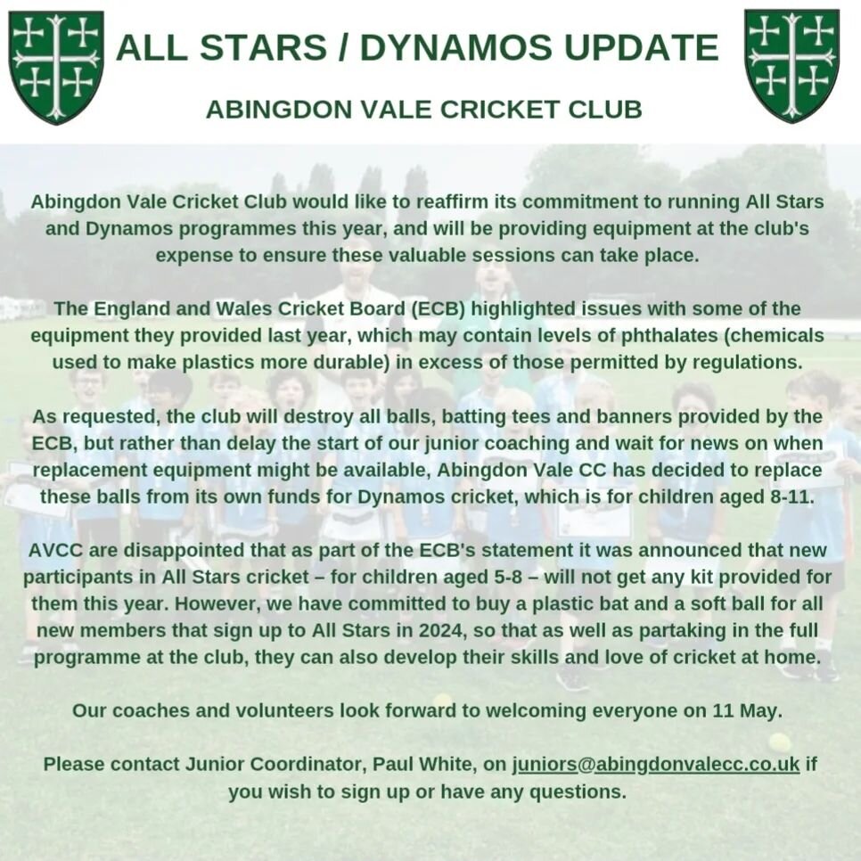 An update on our All Stars &amp; Dynamos teams ahead of the upcoming season, following the recent issues highlighted by the ECB.