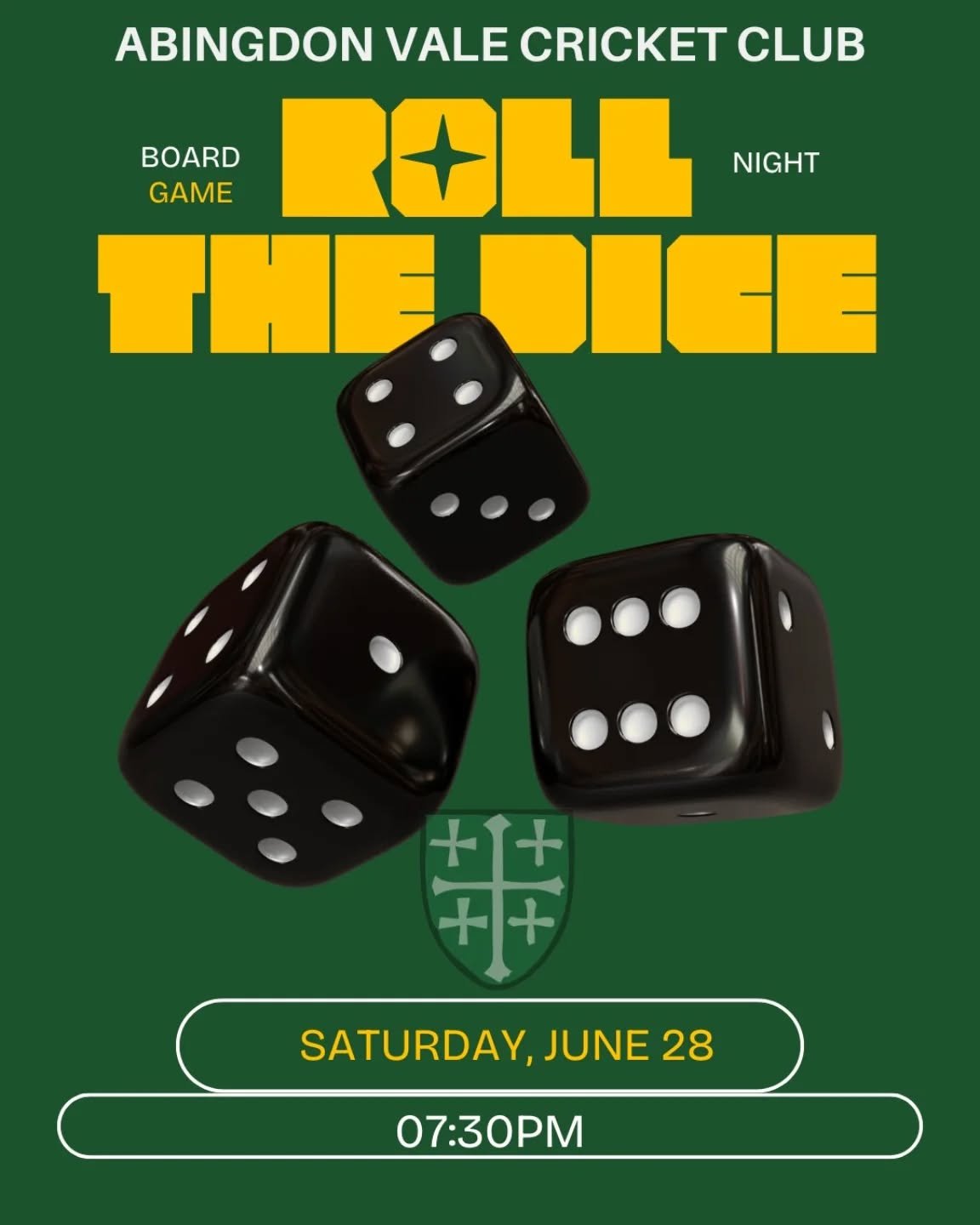 🎲 BOARD GAME NIGHT! 🎲
📍 Abingdon Vale CC
📅 Saturday, June 28
🕢 7:30 PM Start

Join us for a relaxed and fun evening of board games at the club! Whether you&rsquo;re into strategy, trivia, or a good old-fashioned game of chance, there&rsquo;ll be
