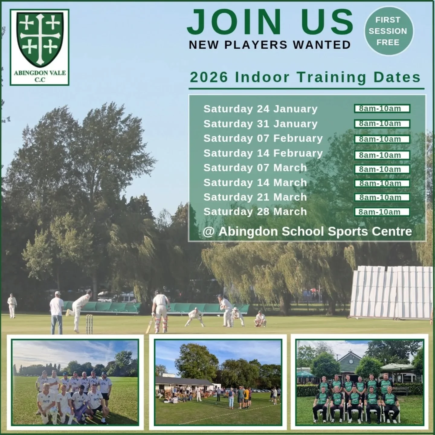 After a hugely successful 2025 season for all of our teams, we are looking for new players of all abilities to join us for the upcoming 2026 season. 

We have four senior teams that play across various divisions of the Cherwell Cricket League as well