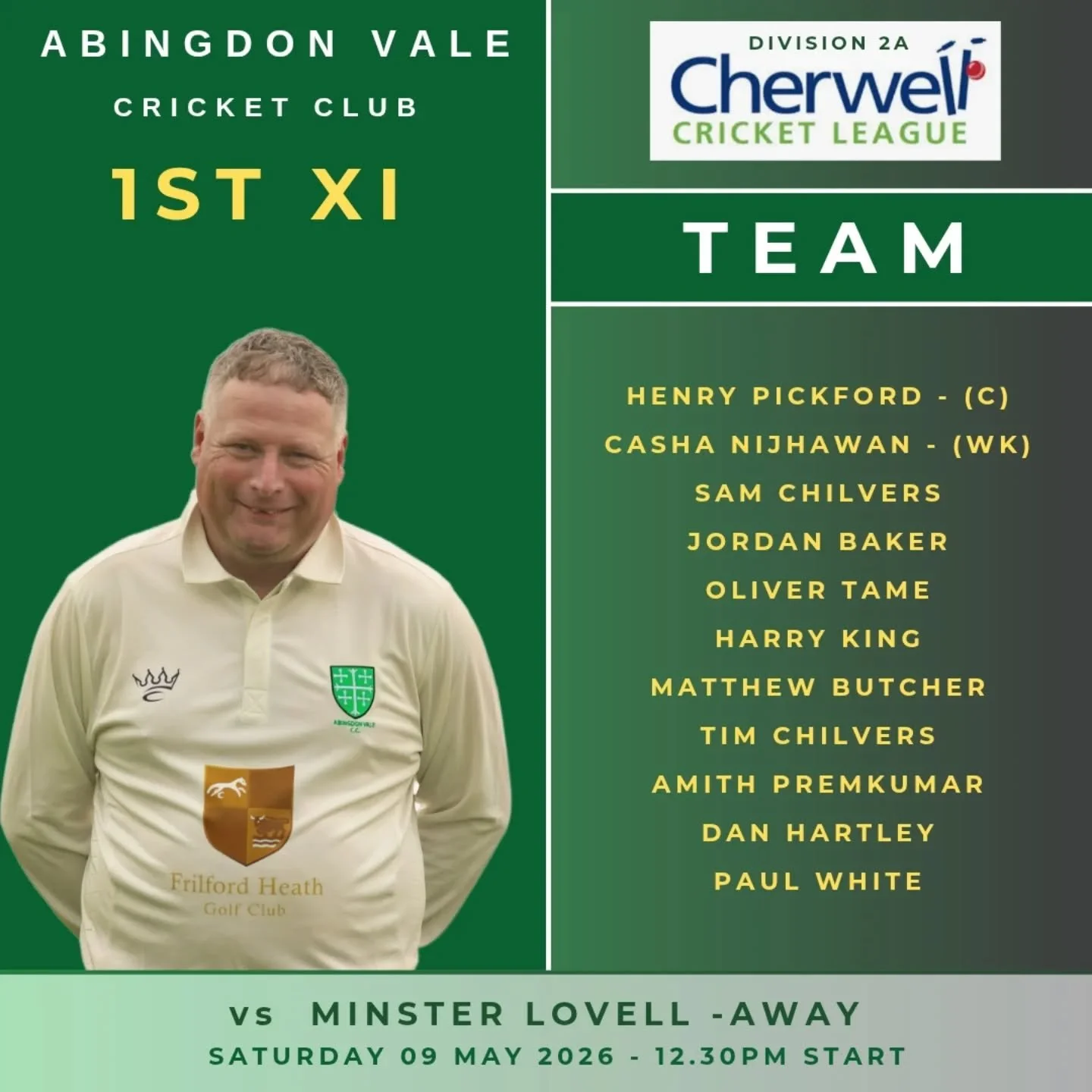 Team News for our opening @thecherwellcricketleague games today. 

Good luck to all teams and welcome to 8 new players, making their competitive debuts for AVCC.