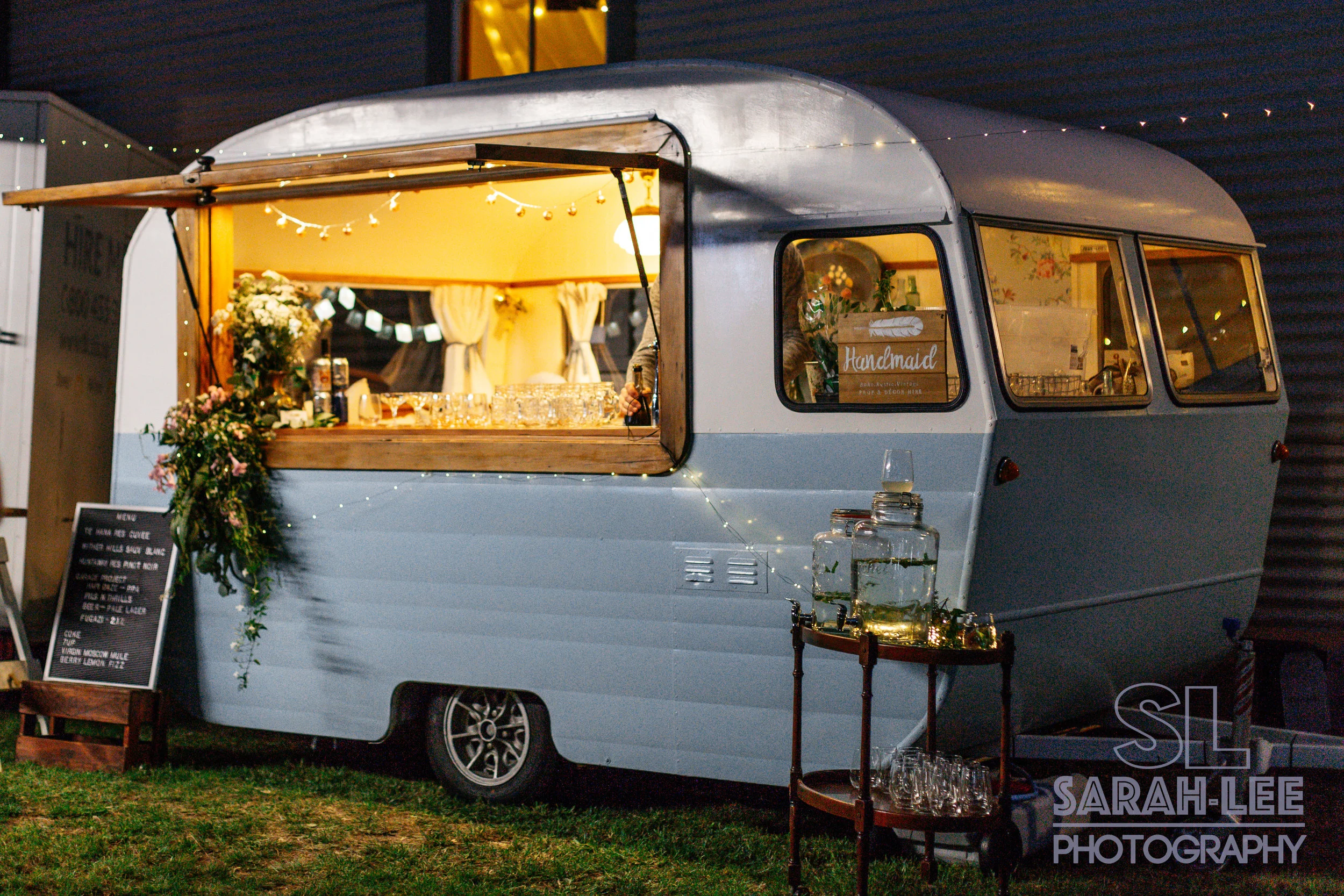 Sadie Swoon vintage caravan at night
