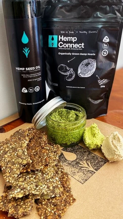The Ultimate Hemp Platter: Hemp Pesto, Hemp Hummus, Hemp Edamame Dip and Hemp Seedy Crackers