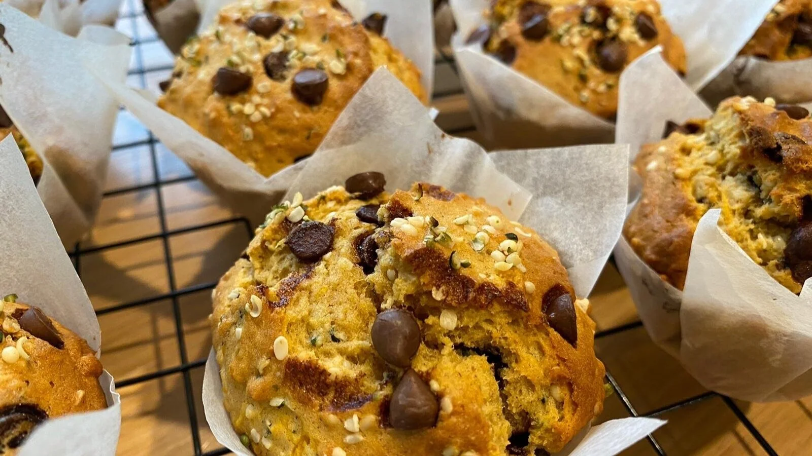 Hemp Connect kumara and hemp, chocolate chip muffins