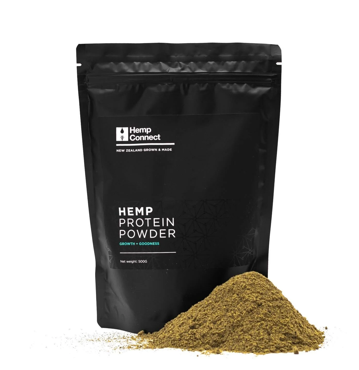 Hemp Connect Protein Powder Front of package with product sitting in front