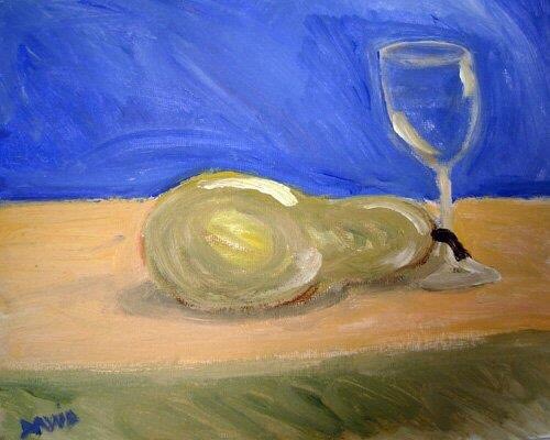 Pear with Wine Glass