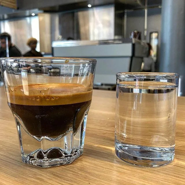 Today&rsquo;s cup of coffee was the Colombian Tolima Lucila Mendez Guti&eacute;rrez espresso. Notes of peach, black tea, and cocoa. #coffee

This blue bottle was quite busy during the afternoon pick me up and I think we had intended to go to another 