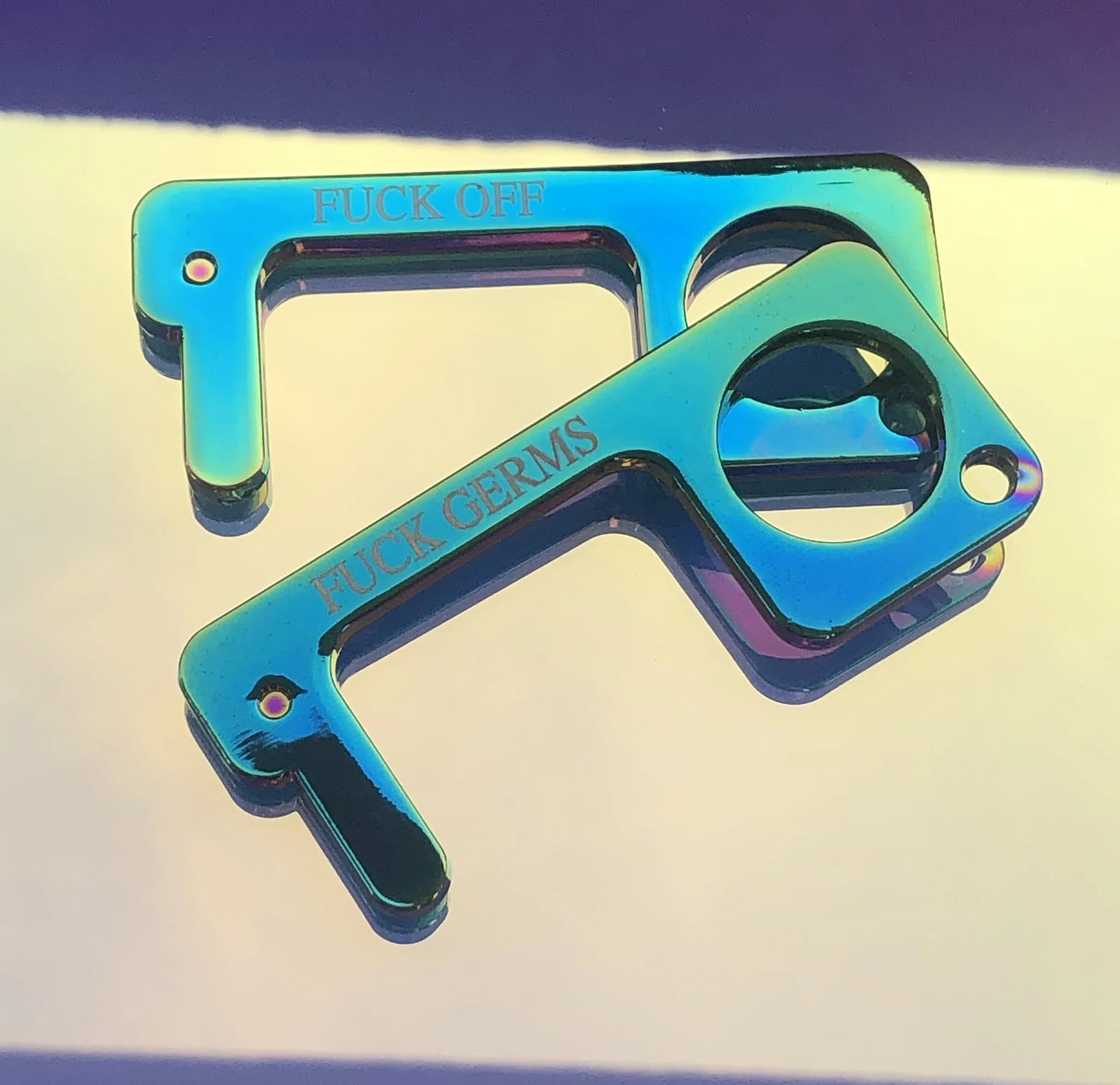 F*ck Germs Rainbow Keychain by Desert Moon