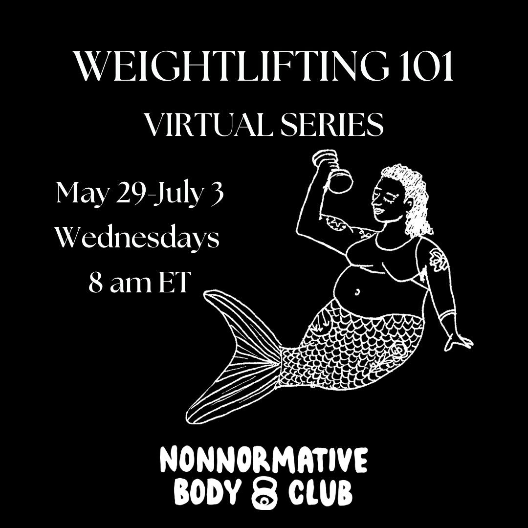 🏋️&zwj;♀️Details about Weightlifting 101:⁣
⁣
Wednesdays at 8 AM Eastern Time beginning May 29th⁣
⁣
⁣⁣
Learn how to use dumbbells in a supportive, educational, and anti-oppressive space.⁣⁣
⁣⁣
In addition to going over the specific lifts, we&rsquo;ll 