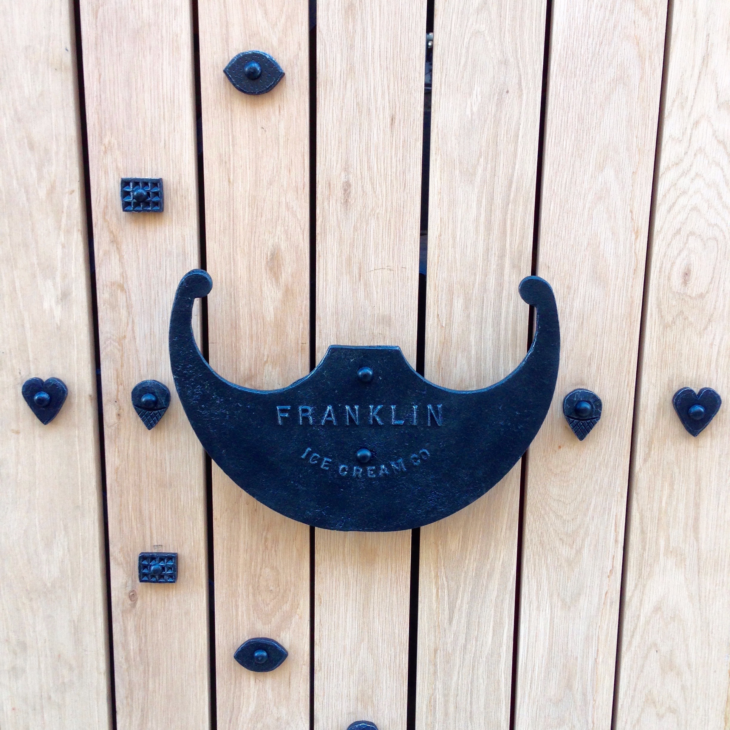 OAK PANEL GATE WITH FORGED RIVETS (detail)