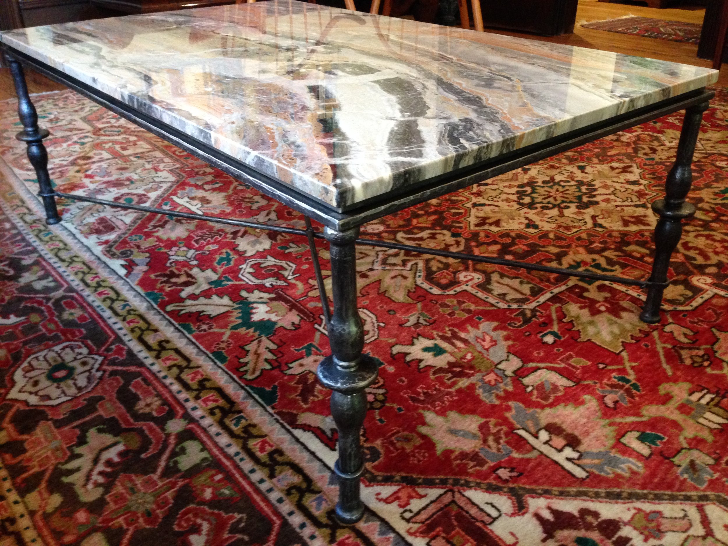 FORGED COFFEE TABLE WITH MARBLE TOP - private residence, Philadelphia PA