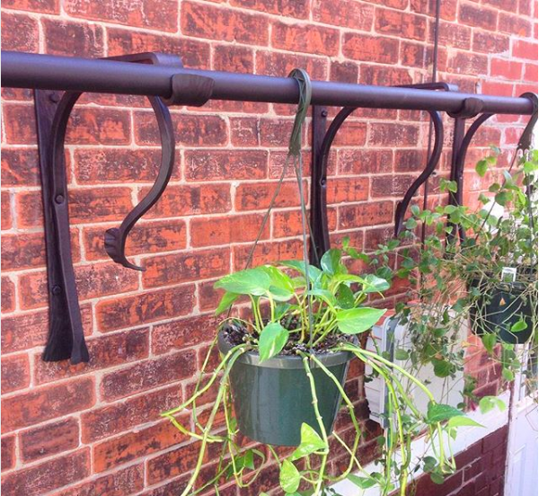 HANGING PLANT RACK WITH FORGED ELEMENTS - private residence, 51st St, Philadelphia