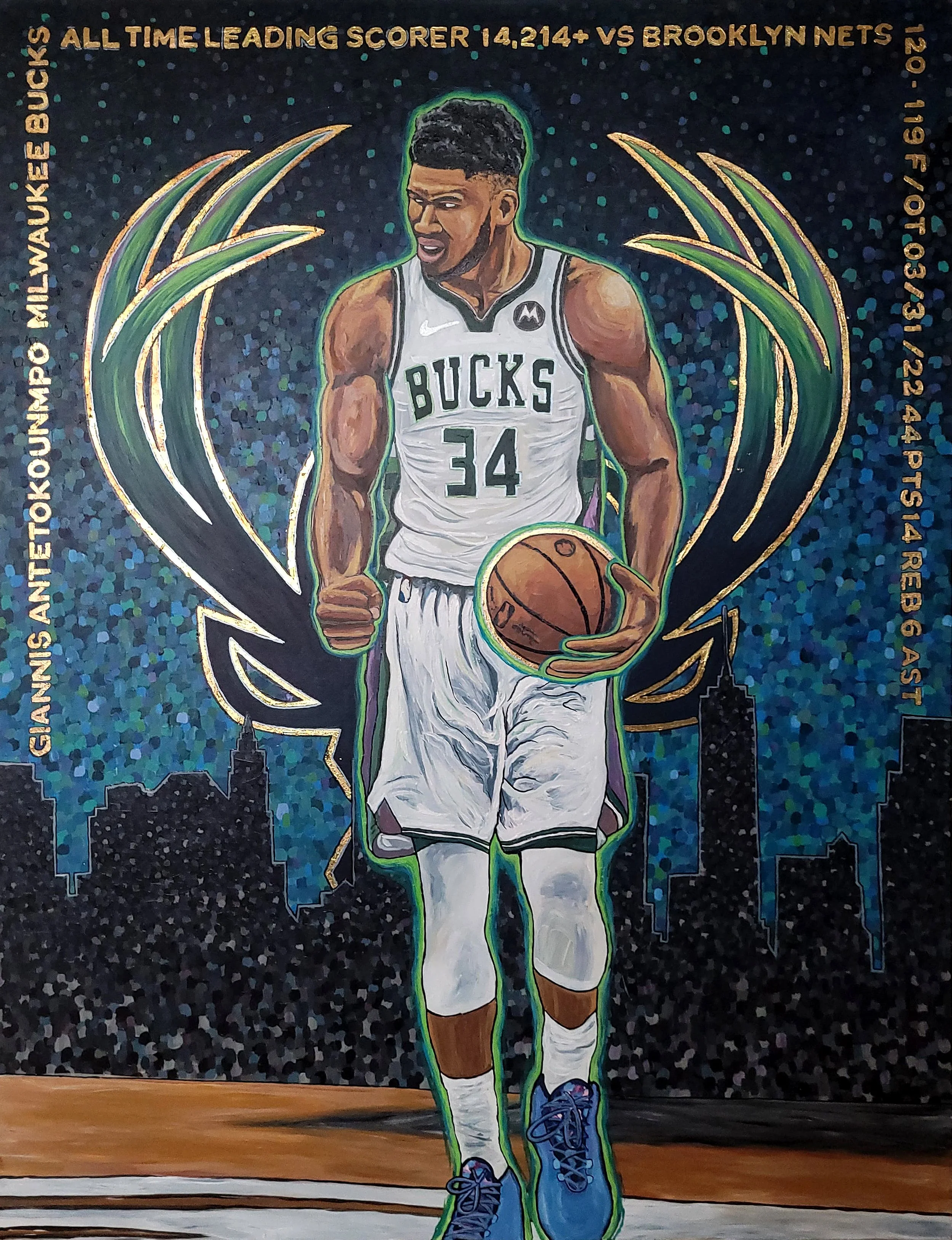 Giannis Antetokounmpo Painting Timelapse, Milwaukee Bucks All-time scorer Music: Hype by Drake