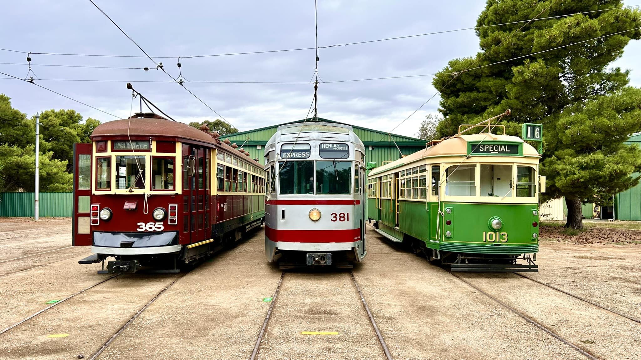 The weather may be a little overcast, but that doesn&rsquo;t bother these three trams.
Come along today to enjoy a ride inside a nice dry tram, we&rsquo;re open 12pm to 5pm.