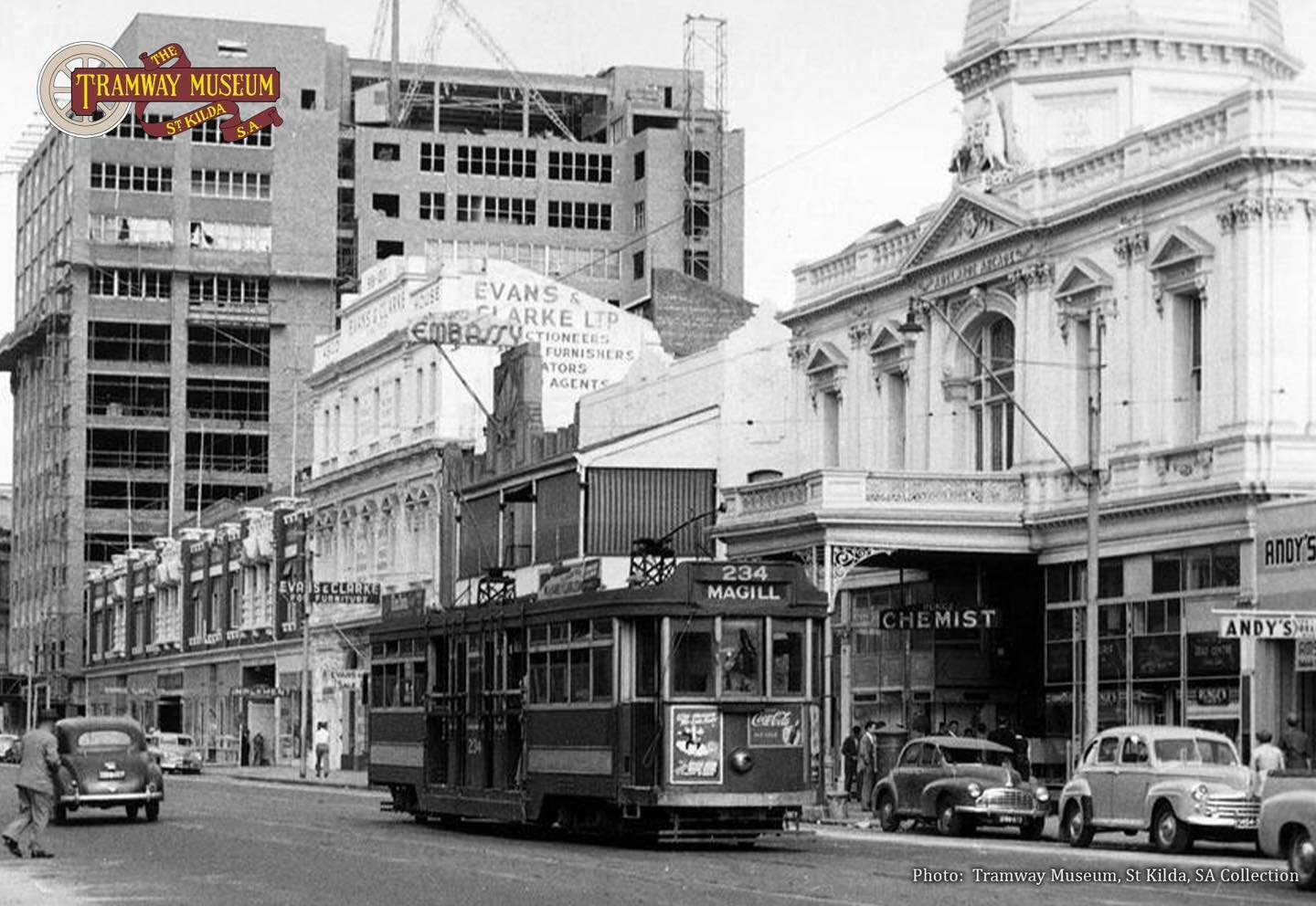 Happy #Throwback Thursday!

Here we have busy Grenfell Street as it appeared in 1954. F-Type &lsquo;dropcentre&rsquo; tram No. 234 trundles east, bound for Magill and likely having come from Richmond. Adelaide Arcade stands proudly in the background.