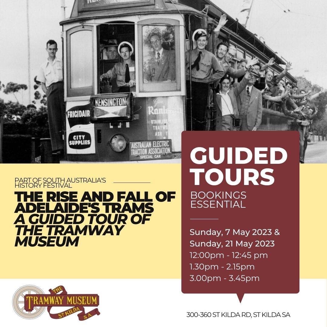 As part of South Australia's History Festival, join us on a guided tour of the Tramway Museum, St Kilda, as we reflect on the rise, fall, and rebirth of trams in Adelaide.

Trams, whether horse-drawn or electric, have adorned the streets of Adelaide 