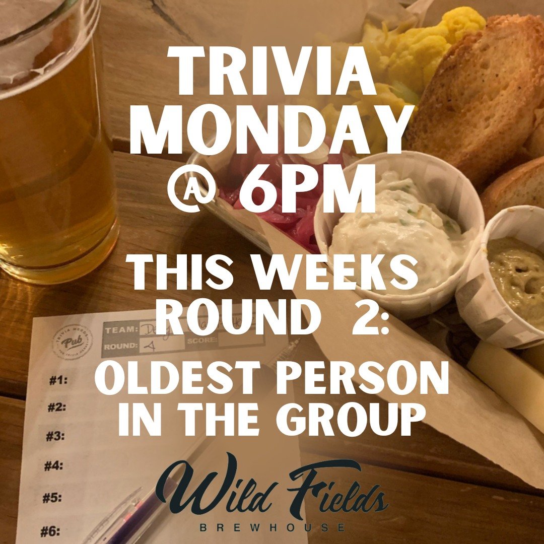 It's Monday! ✏️ That means Trivia Time!🤓Come in for a bite &amp; a Beer and stay for free triva! bring your friend with all those random factoids! This week's Round 2 is Oldest Person in the Group! Starts at 6pm. See you soon! 

 #atascadero #trivia