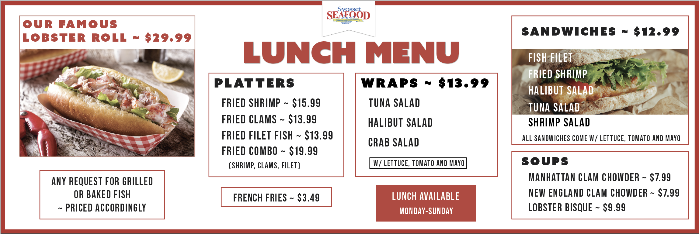 Menus — Syosset Seafood