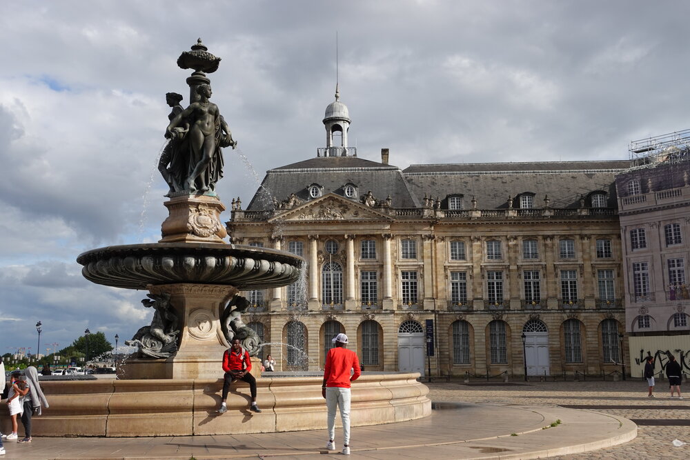 Fountain in Place de La Bourse, Bordeaux, France
