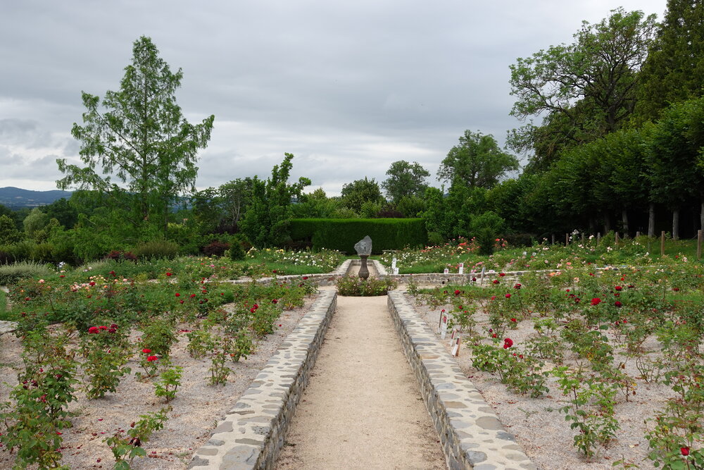 French Rose Garden at Chateau Chavaniac, Chavaniac-Lafayette, Auvergne, France