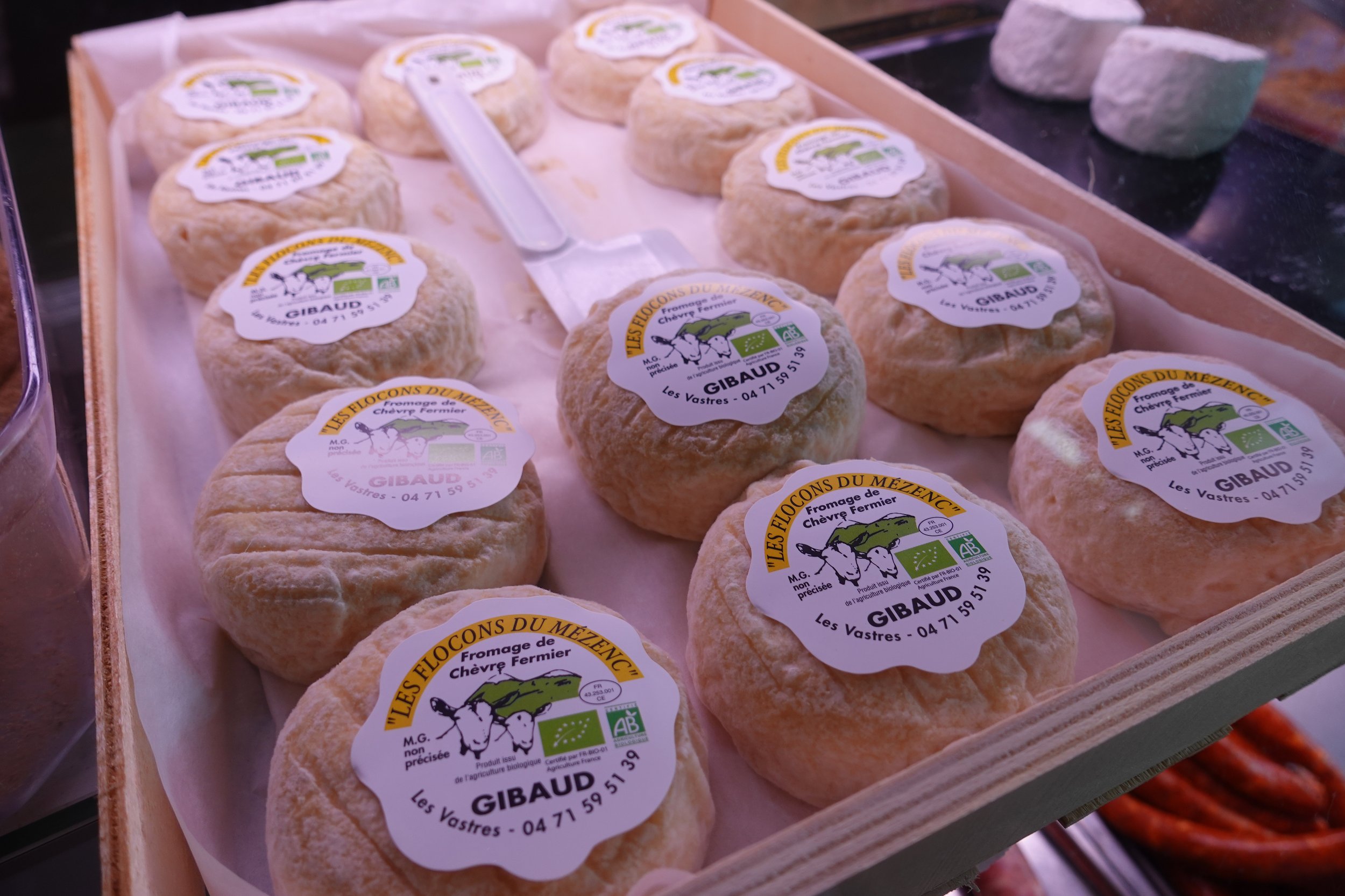 Fresh local goat cheese at the chacuterie of Les Estables