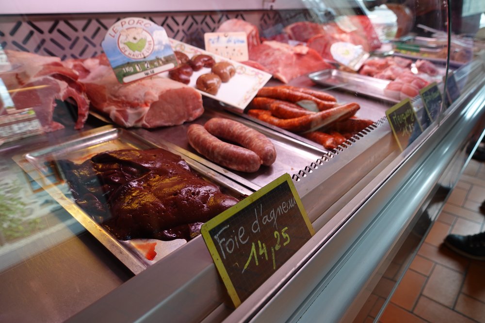 Fresh meat and local delicacies at the Boucherie, Charcuterie at Les Estables Village