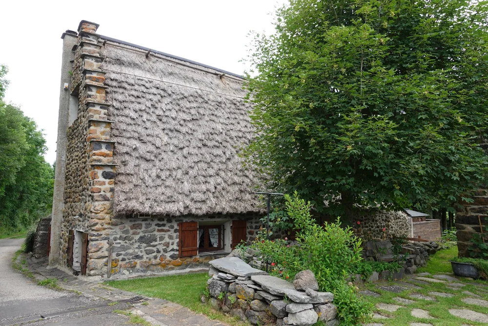 Traditional French Countryhouse with Thatched Roof in Moudeyres Village