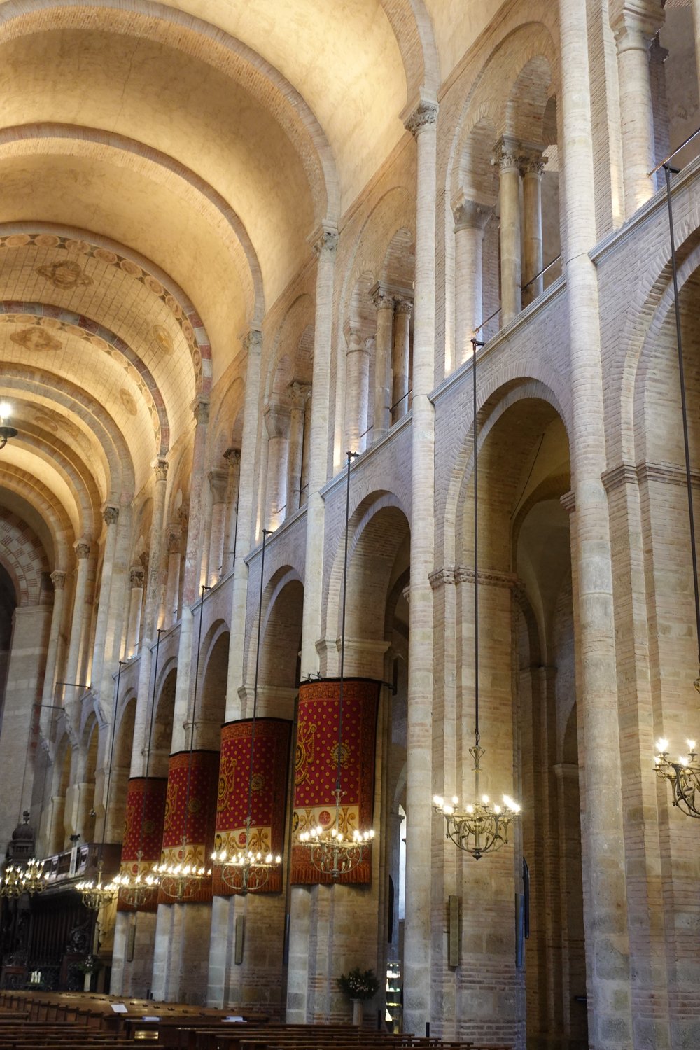 Stone Arches and Pillars, Basilica de Saint Sernin, Toulouse, France