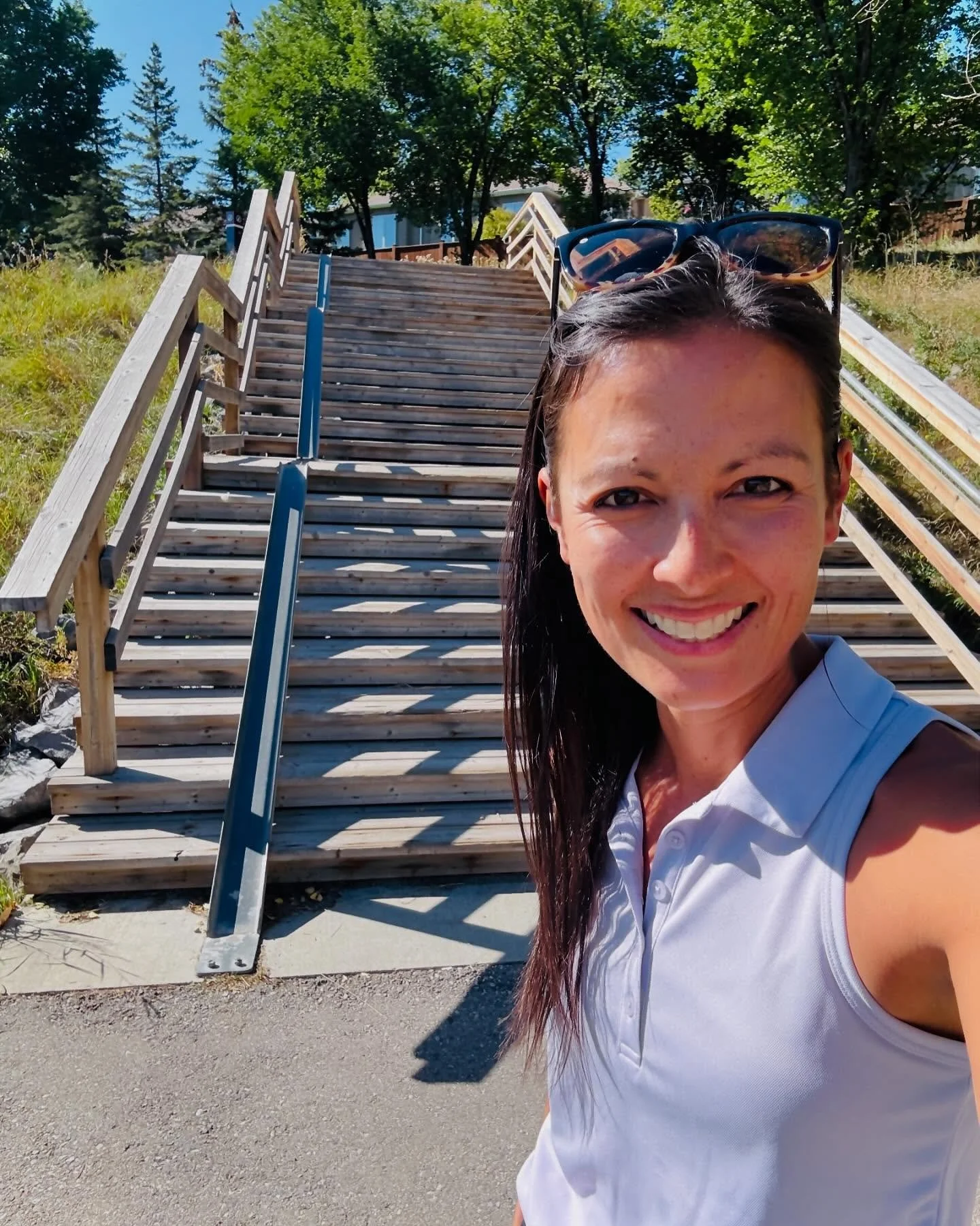 &ldquo;One step at a time.&rdquo; I often walk over to these steps to do a quick stair workout during my lunch break when I&rsquo;m at school. And I was thinking about how this small effort helps prepare and train my muscles for when I go on longer r