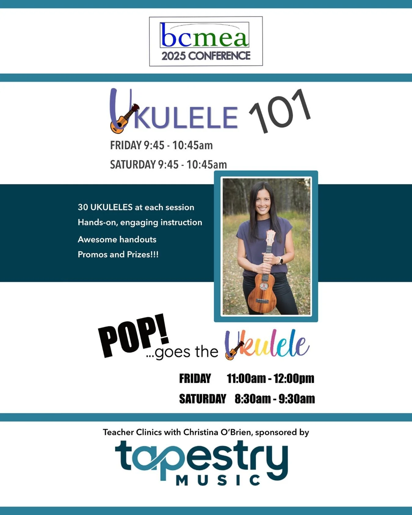 Who’s excited for #BCMEAConference2025 ??? @ukuleleforchildren is once again teaming up with the fantastic @tapestrymusicstore education team. 🙌🏽 They’re providing 30 ukuleles on-site for each clinic,so that teachers can have a hands-on