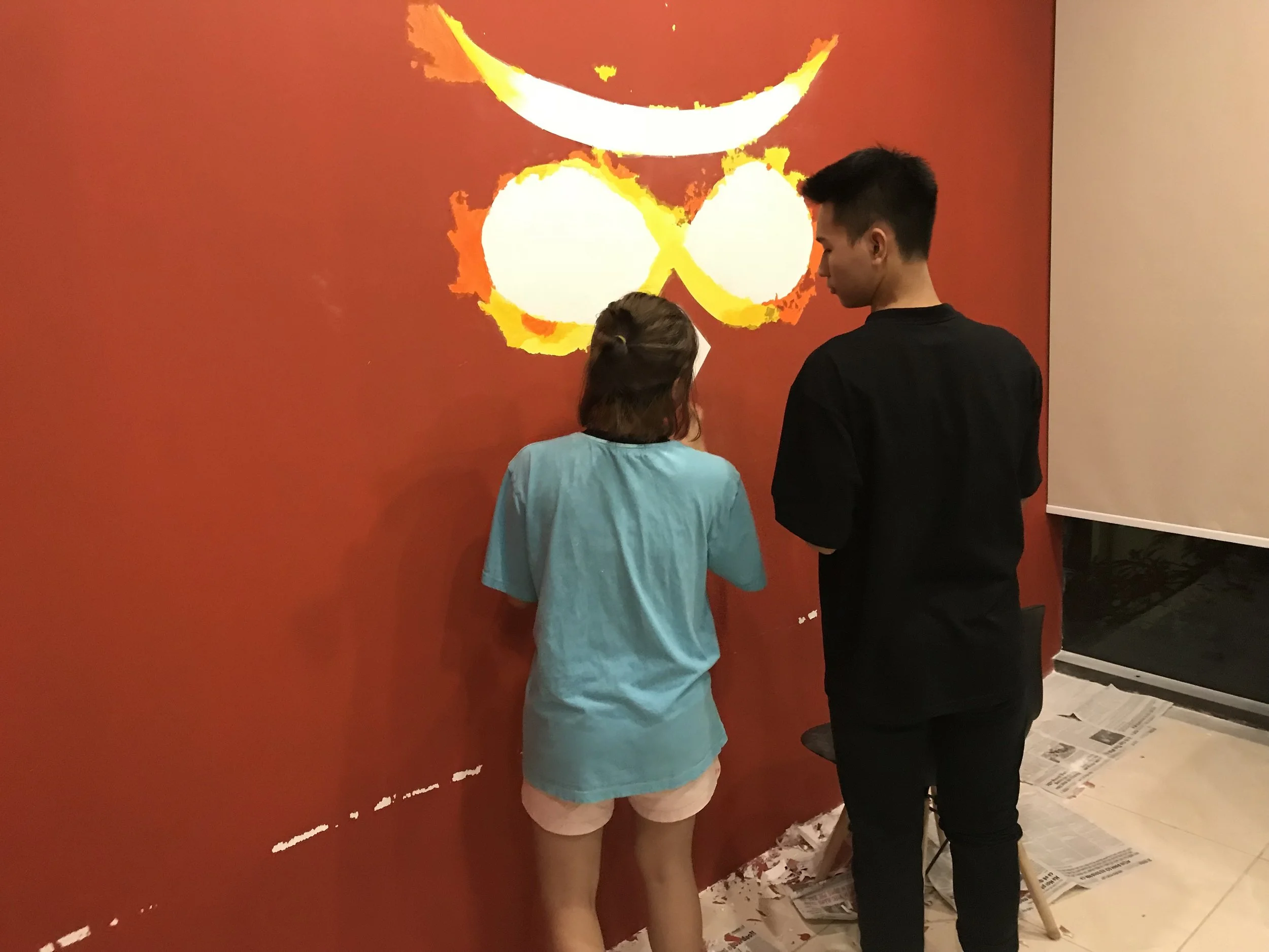Our student painted a Bedrock classroom the day before departing to start college