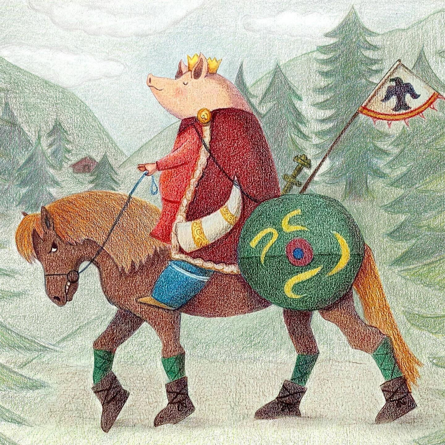 Say hi to Prince Charming and his horse. They&rsquo;re on their way to the seven dwarfs&rsquo;  house to see sleeping Snow White.  #weirdcombination 
.
.
.
#childrenillustration #childrenbookillustration #kidlitart #kidlit #kidsillustration #pictureb