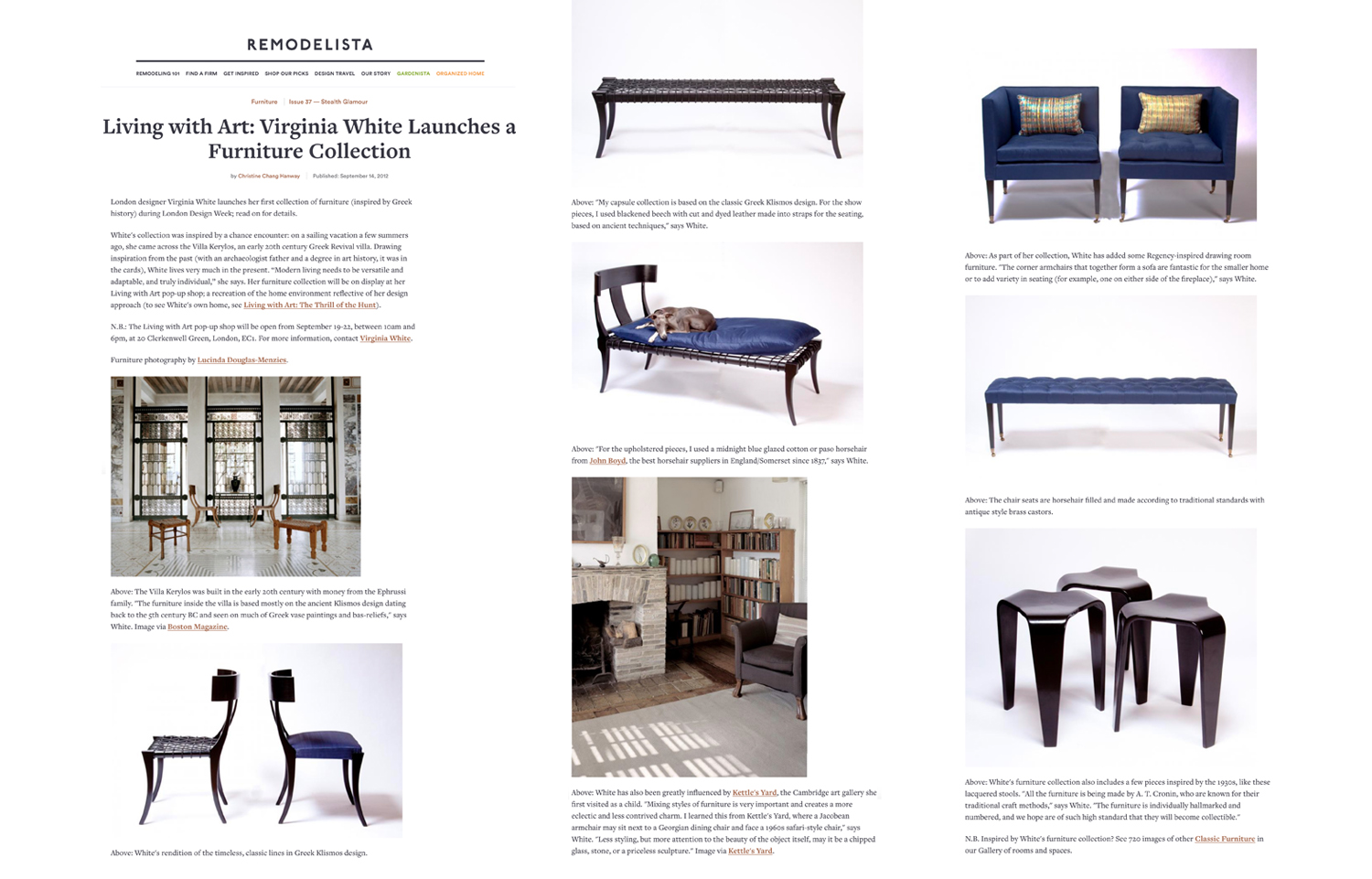 Remodelista (Online), September 2012. Furniture Collection Launch