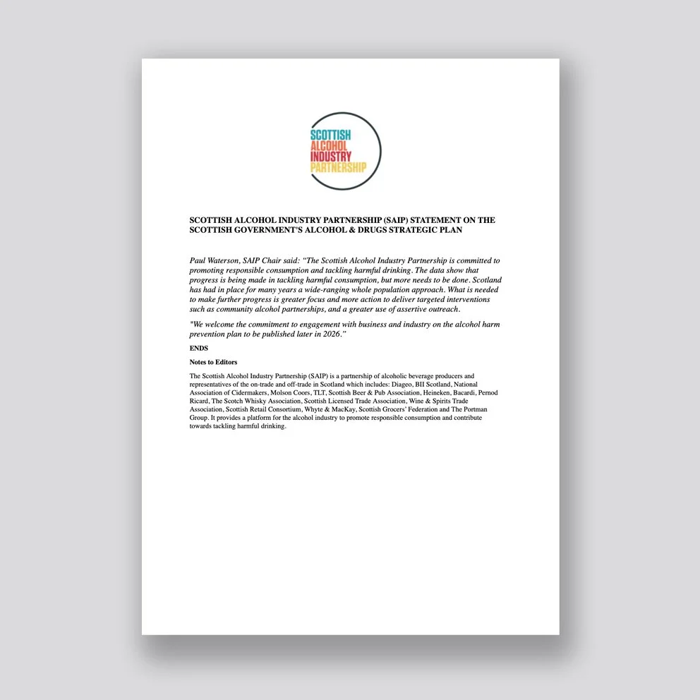 STATEMENT ON THE SCOTTISH GOVERNMENT'S ALCOHOL &amp; DRUGS STRATEGIC PLAN