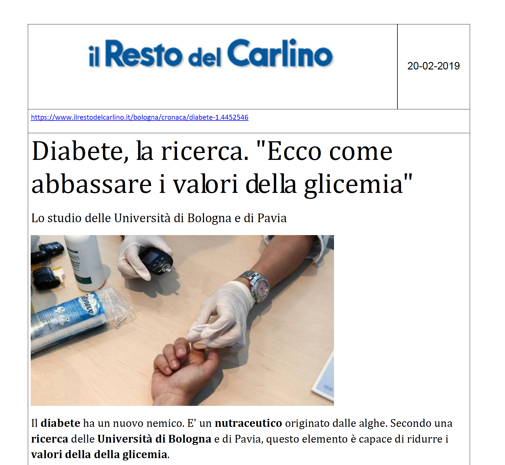 20.02.2019 - IL RESTO DEL CARLINO