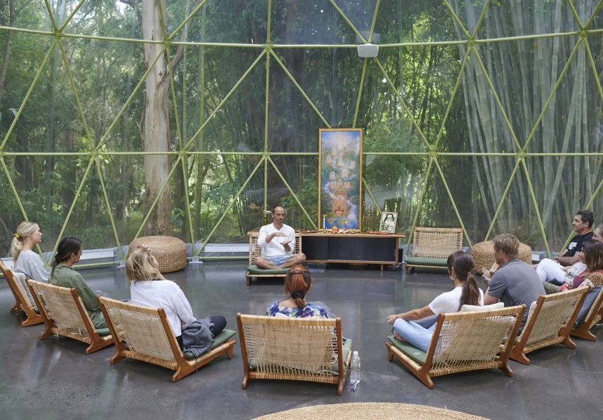 Daily skills workshops, meditations ad talks in the geodome.