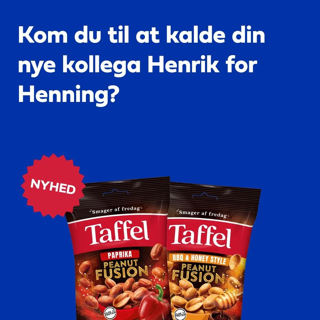 Bare rolig 😊 Henrik, Henning, Heinrich og Heino glemmer det alle sammen hurtigt, n&aring;r f&oslash;rst de f&aring;r serveret vores nyhed Fusion Peanuts 🥜