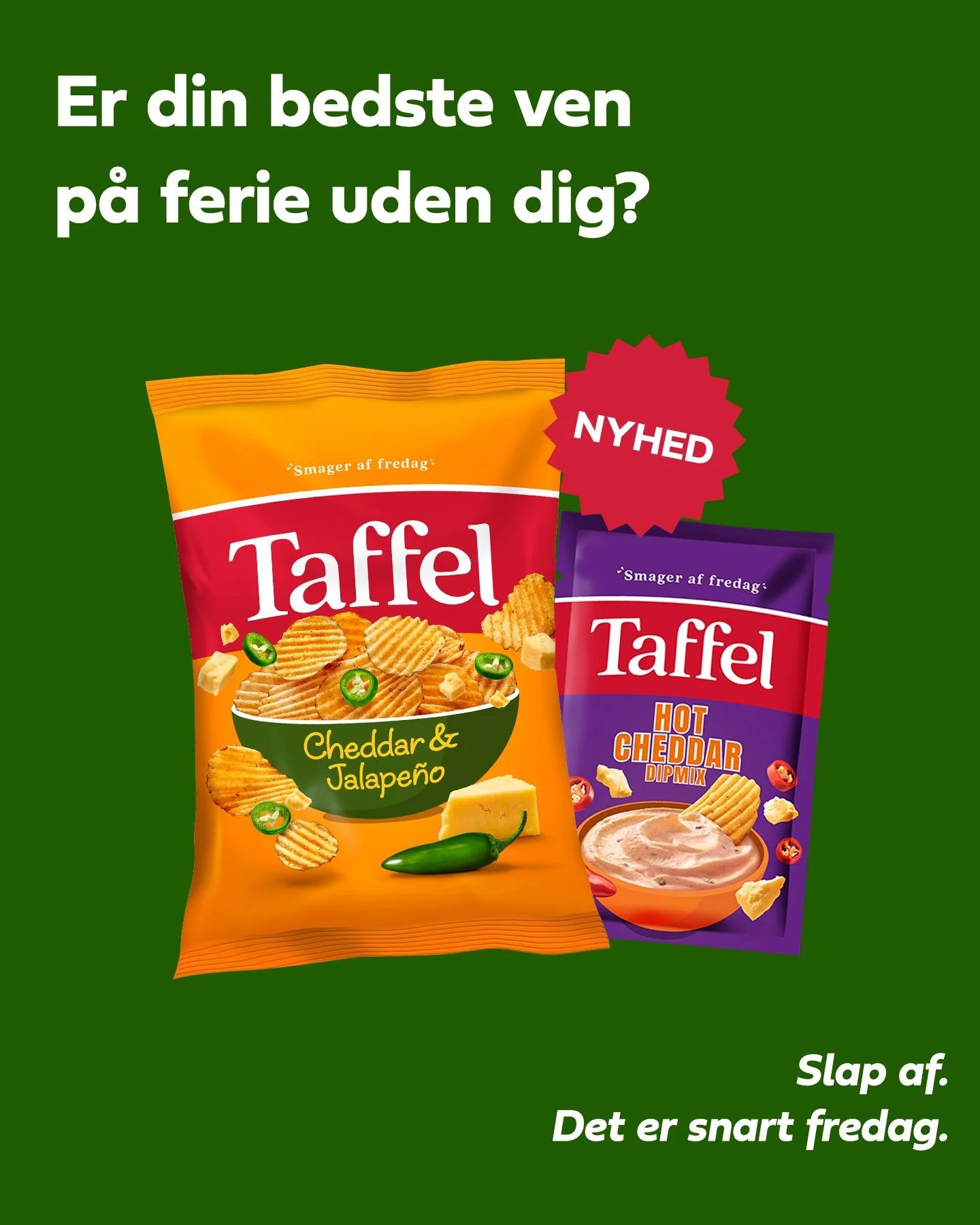 Nogle tager p&aring; ferie. Andre tager Cheddar &amp; Jalape&ntilde;o med p&aring; sofaen. 🌶️🧀 Sommerferie derhjemme kan ogs&aring; noget.