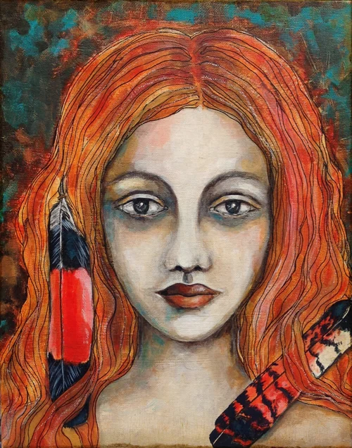 Cockatoo Girl. Acrylic on canvas.